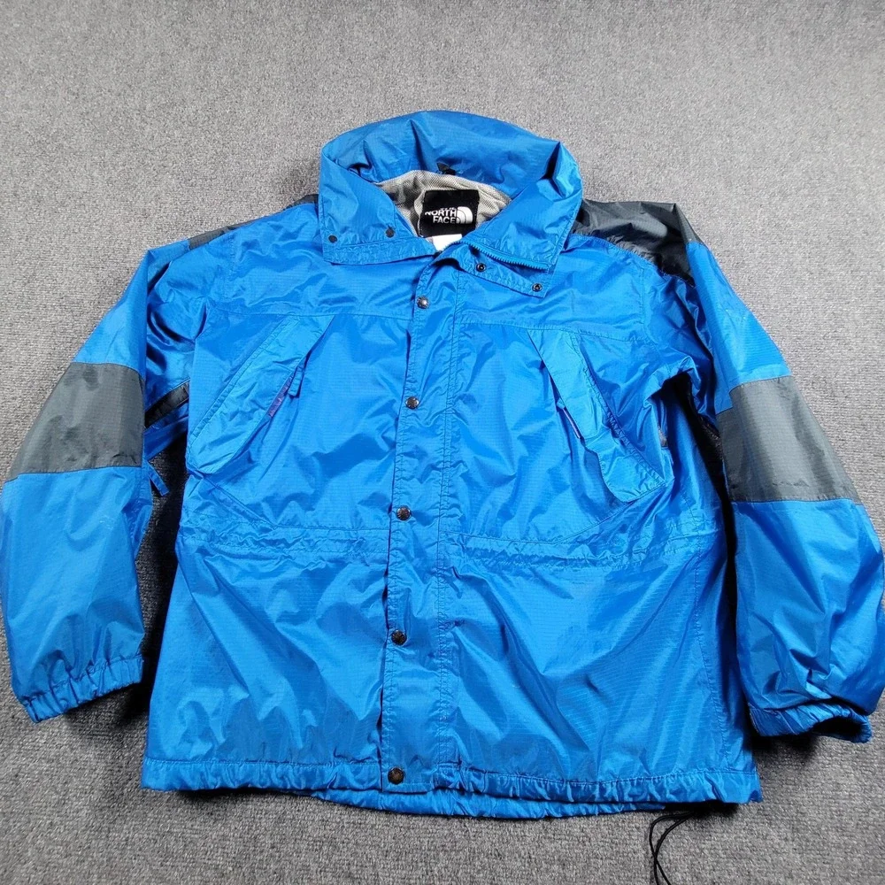 North Face Jacket Mens Large Blue‎ Hooded Waterproof Windbreaker Outdoor Coat